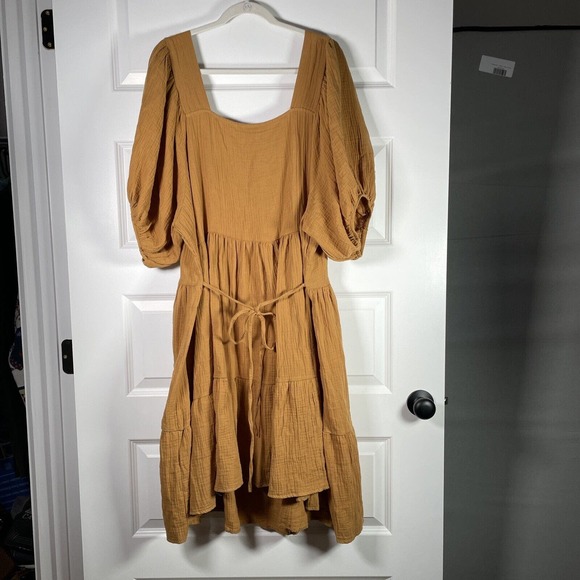 NWT Ashley Stewart Woman’s Size 18/20 Dress Golden Nugget Gauze Cotton - Picture 3 of 6